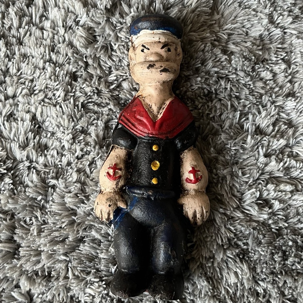 Popeye Cast Iron Piggy Bank SOLID METAL Patina Collector Banker Man Cave GIFT